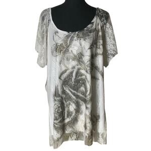 Frazzle Lace Overlay Floral Blouse – Size XL
